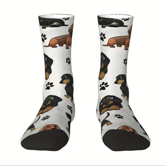 1 Pair of Whimsical Cartoon Dog Pattern Crew Socks, NEW, Unisex - Picture 8 of 10